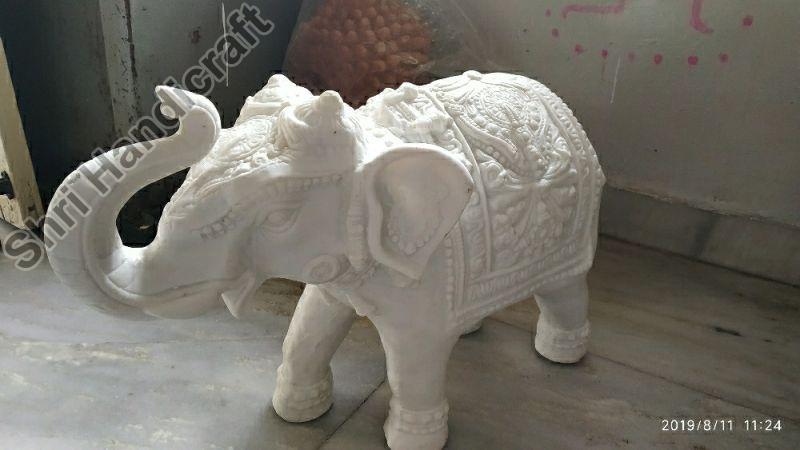 White Marble Elephant Sculpture