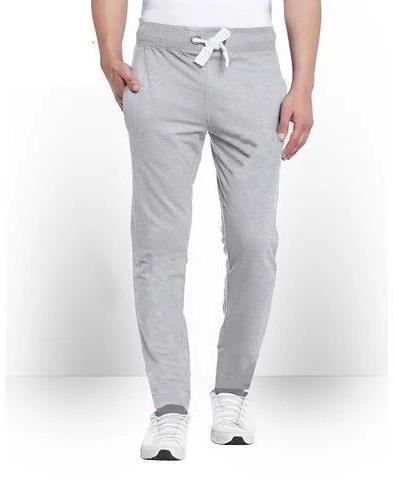 Grey Cotton Mens Plain Track Pant