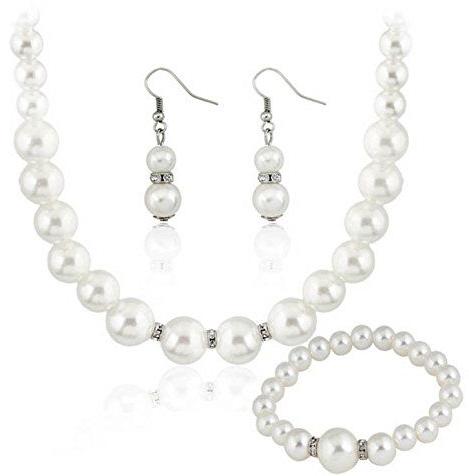 Classic White Pearl Necklace Set