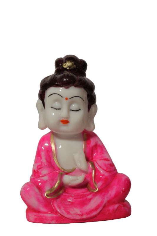 White Marble Meditating Baby Monk Statue