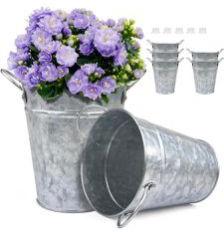 Galvanized Metal Bucket Planter with Handle
