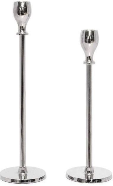Set of 2 Silver Candle Holder