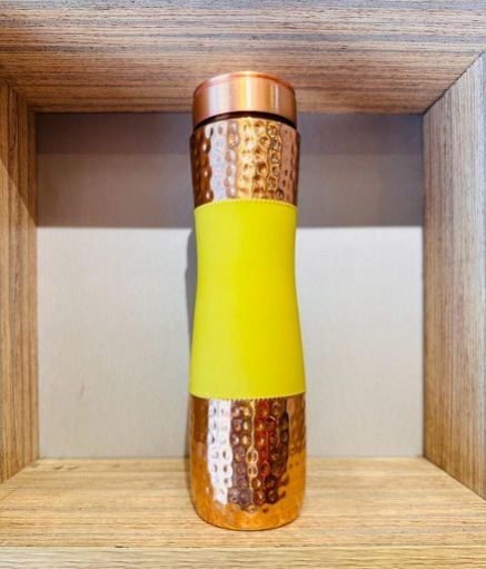 Silk Hammered Yellow Copper Bottle