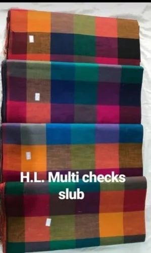Multi Check Slub Fabric