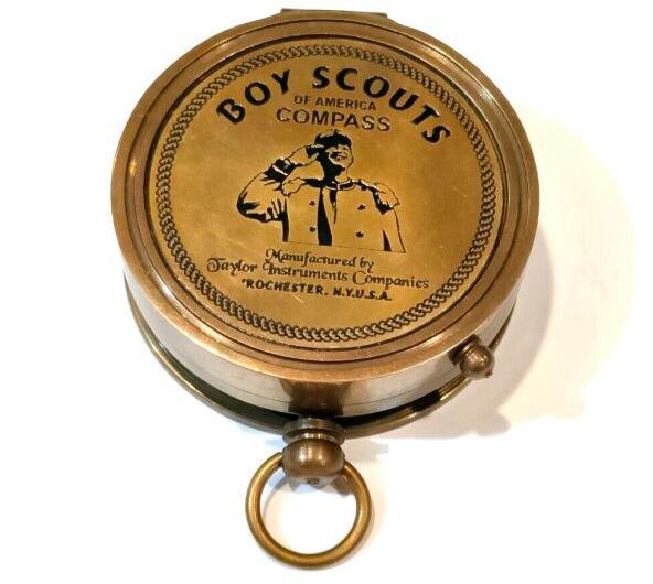 Alvi and Co Handmade Brass Boy Scout Themed Tabletop Compass