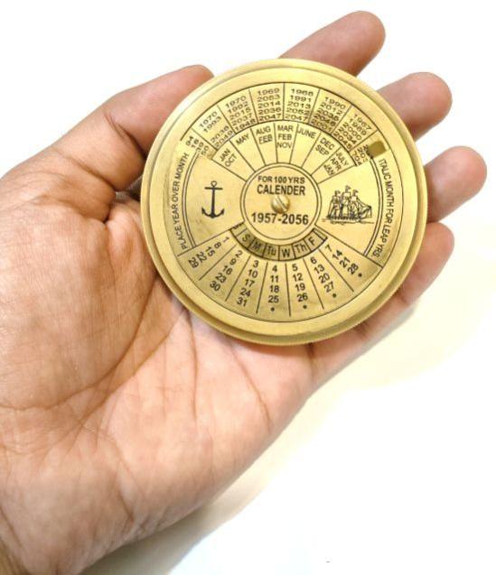 Brass Calendar Pocket Compass