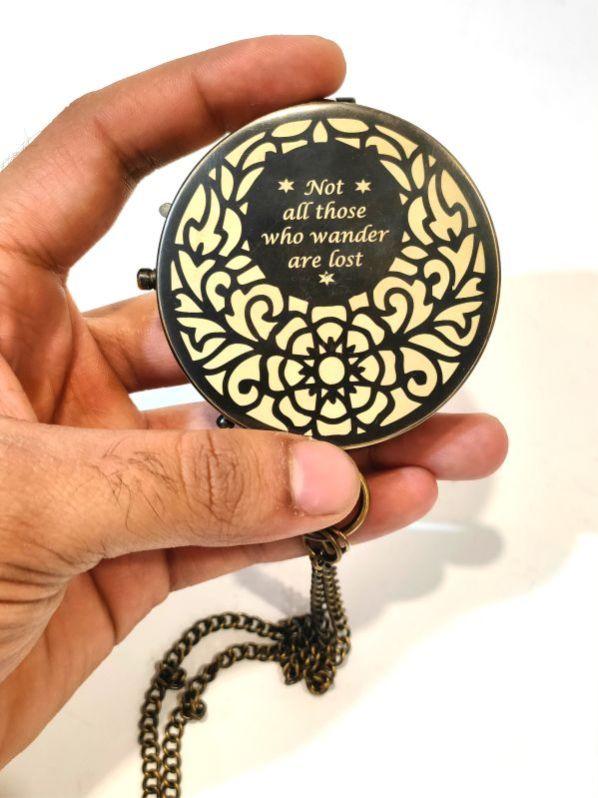 Personalized Brass Floral Laser Cutting Pocket Compass - Nautical Elegance  By Alvi And Co. Manufacturer Supplier from Roorkee India