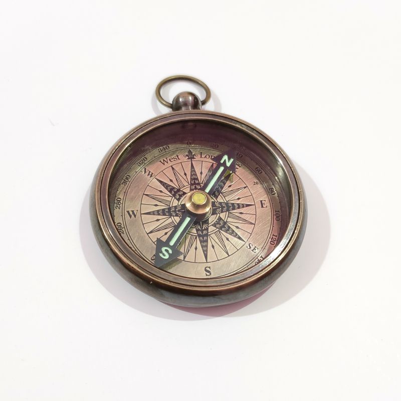 Nautical Brass Locket Compass With Glow in Dark Needle
