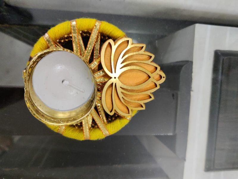 Golden Lotus Shape T Light Candle Holder