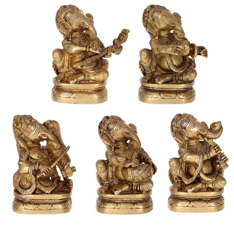 Brass Lord Ganesha Musical Set