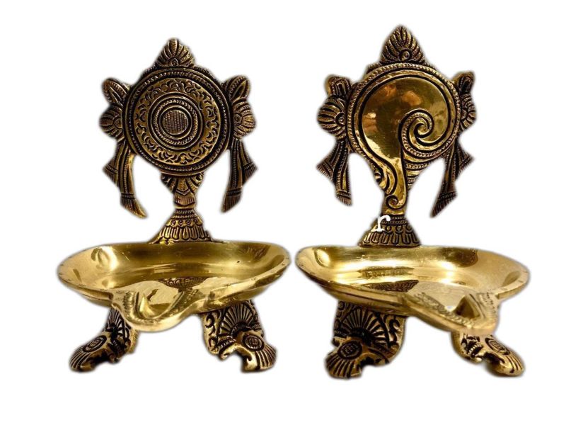 Brass Shanku Chakra Oil Lamp