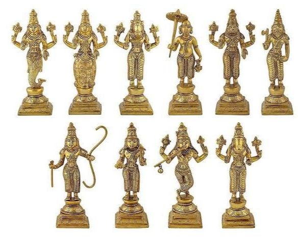 Vishnu Dasavatharam Brass Statue Set