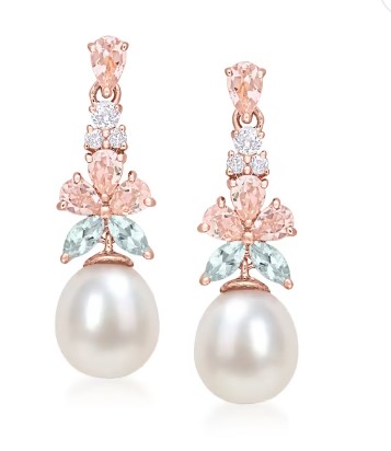 Pearls Gold Polished Drop Earrings in 92.5 Sterling Silver