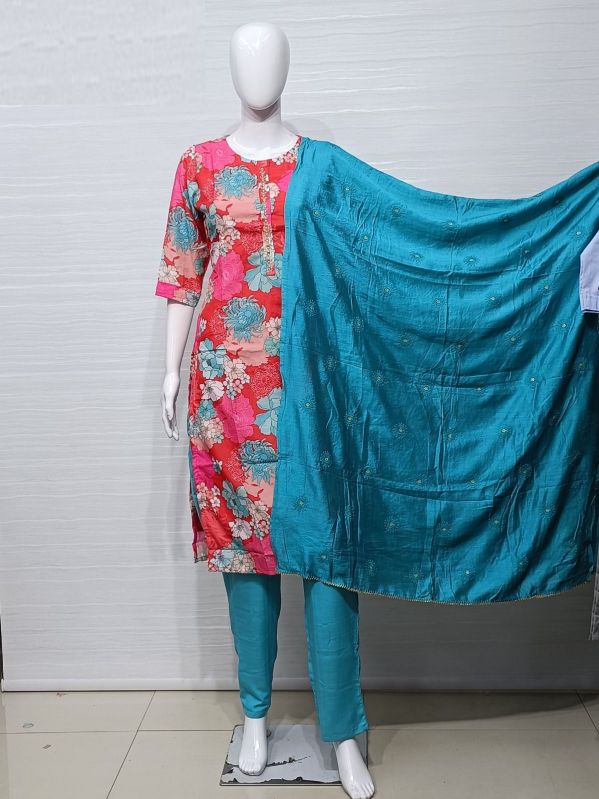 Designer Idaho style Kali Kurti Pant dupatta set in *Premium fine Cotton  Fabric* with badla adda work on yoke and side fashion tassels… | Instagram