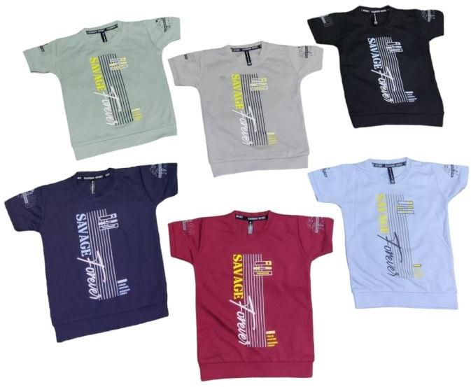 Printed Round Neck Tensile Lycra T-shirt