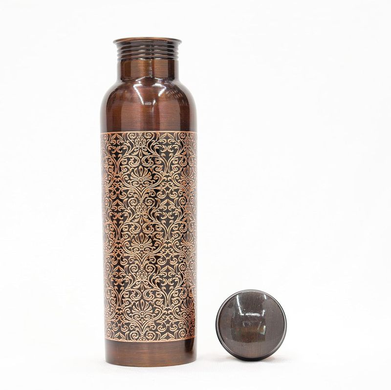 Brown Printed Copper Water Bottle