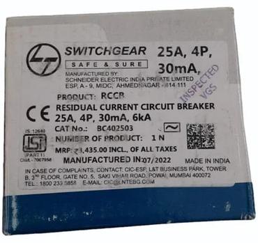 L&T RCCB 25A 4P Switchgear
