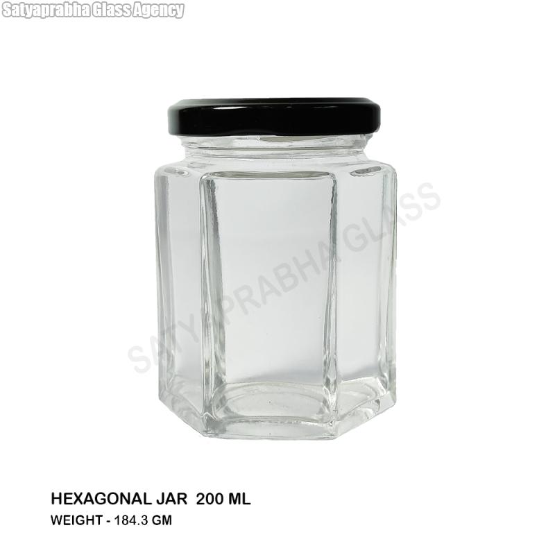 glass hexagonal jars