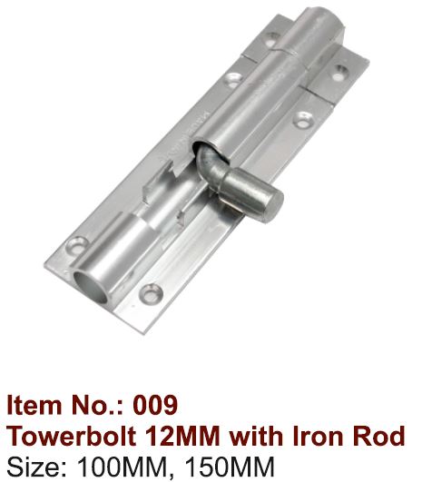 12mm Tower Bolt with Iron Rod