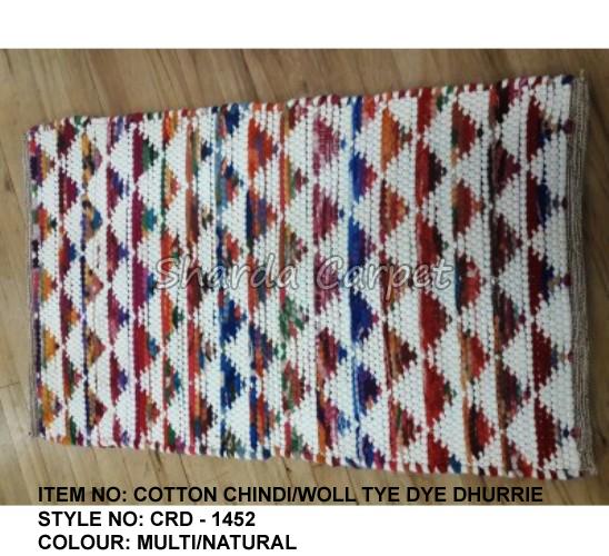 Cotton Chindi Wool Tye Dye Dhurrie