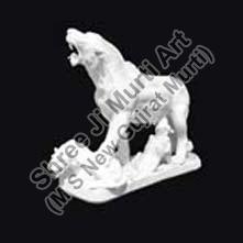 Roaring Lion Marble Statue
