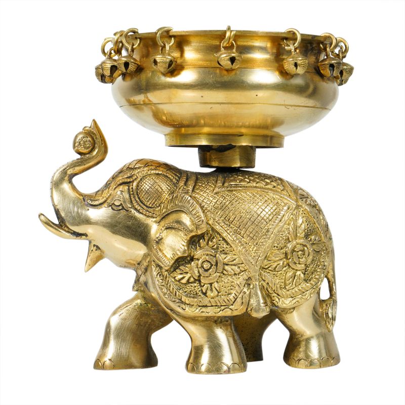 Brass Elephant Urli with Ghungroo