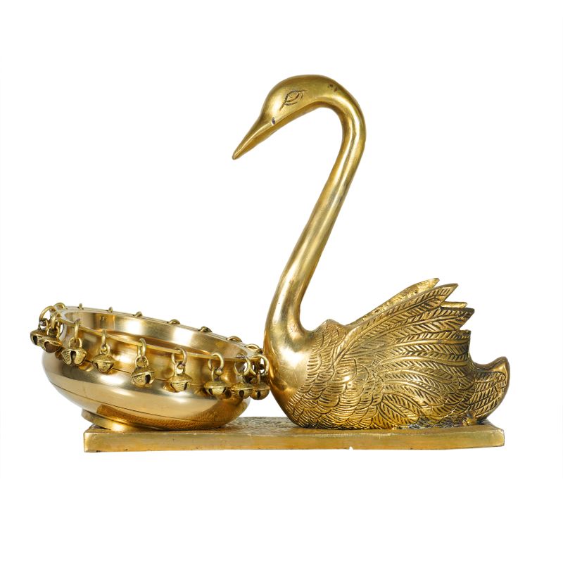 Brass Swan Urli with Ghungroo
