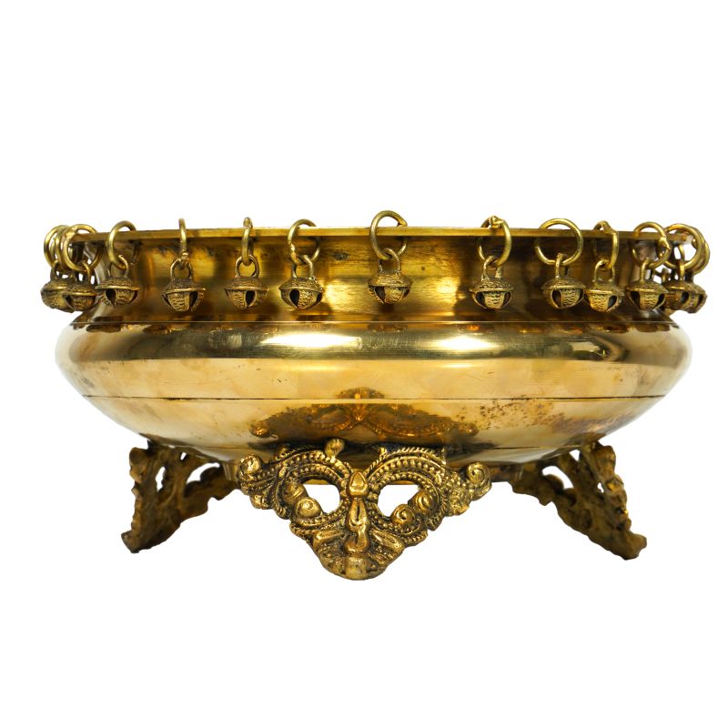 Golden Brass Urli Bowl with Ghungroo
