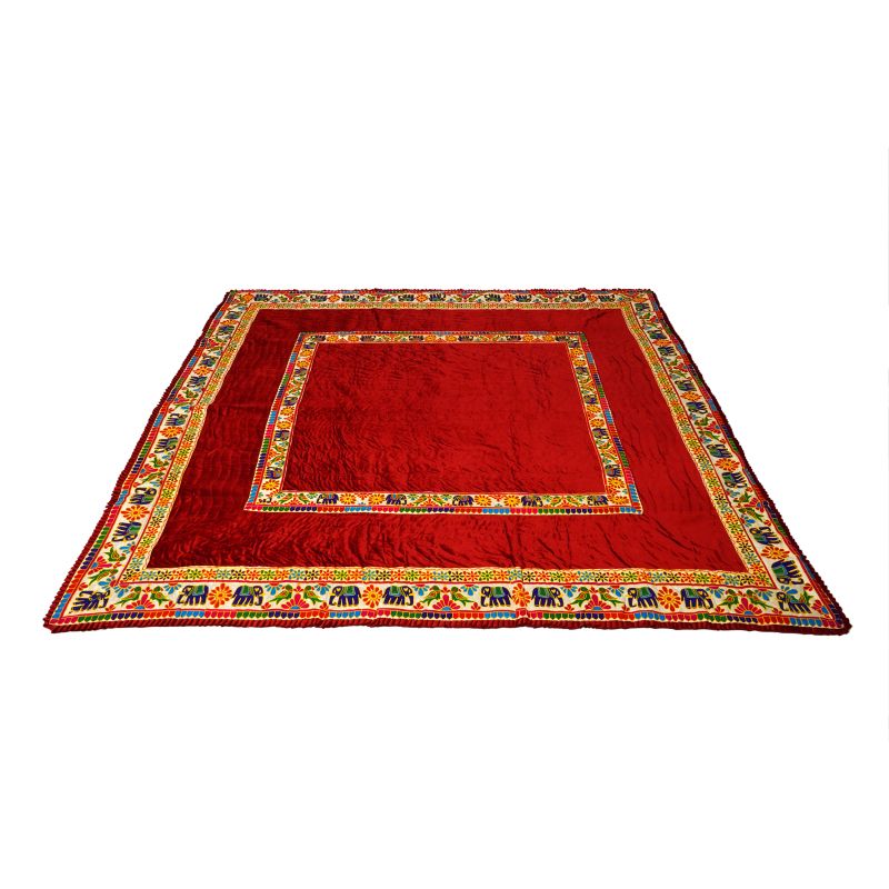 Rajwadi Red Velvet Pooja Carpet