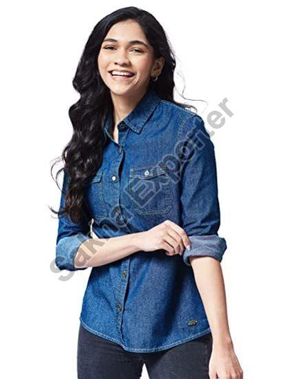 Buy Amazing Collection Women Stylish Denim Shirt (S, Dark Blue) at Amazon.in