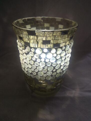 Mosaic Glass Hurricane Candle Holder