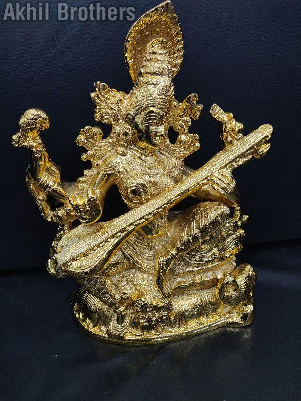 11.5 Inch Brass Saraswati Statue