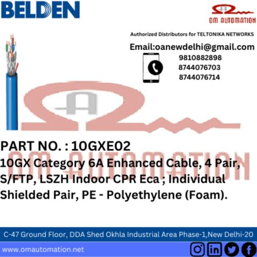 BELDEN 10GXE02 CAT6A NETWORK CABLE – S/FTP 625 MHz