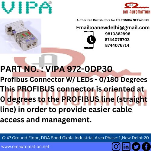VIPA 972-0DP30 PROFIBUS CONNECTOR W/ LEDs - 0/180 DEGREES