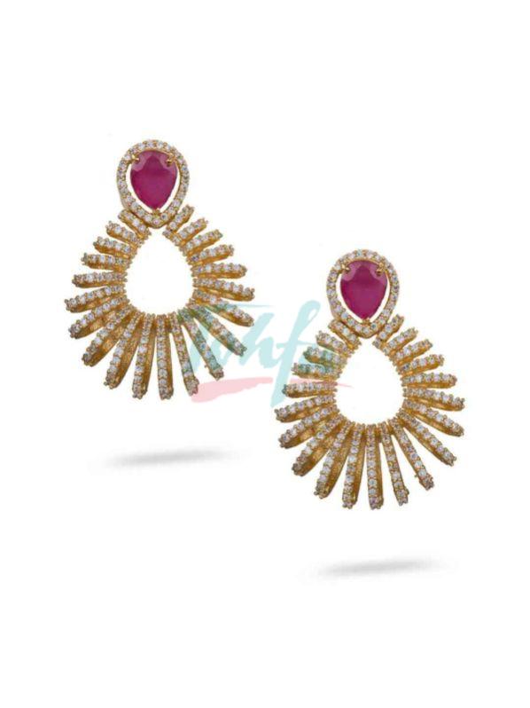 Rose Gold American Diamond AD Jhumka Earrings  Amazel Designs