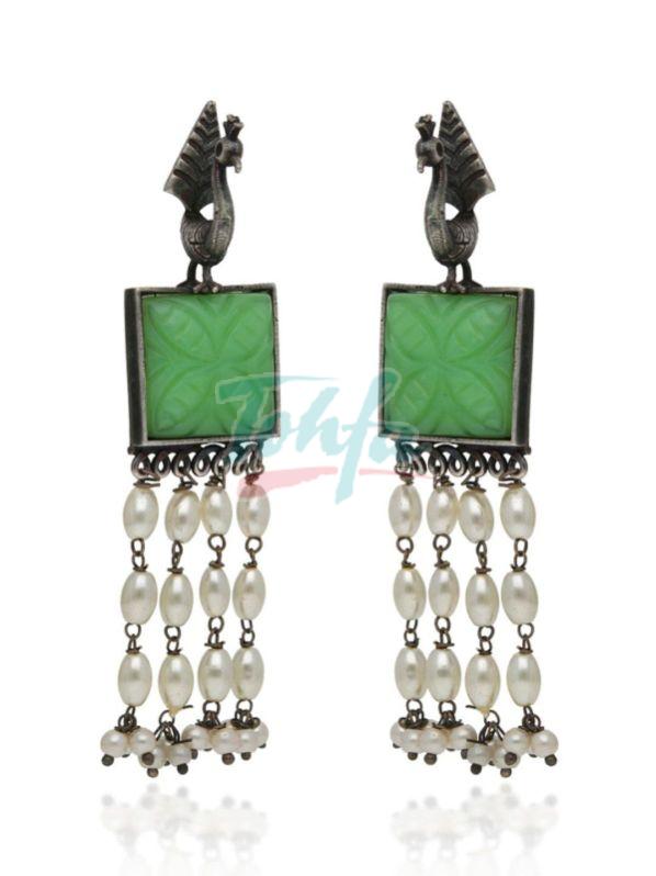 Two-Color Jade Dangle Earrings - Precious Power | NOVICA