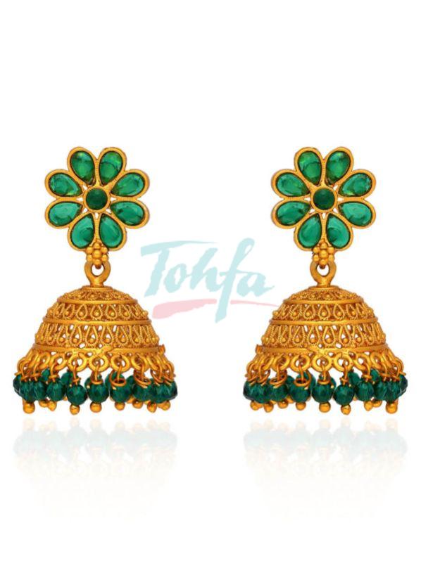 CNB35342 Rajwadi Finish Antique Jhumka Earrings