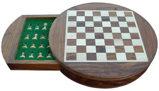 KRM01 Round Magnetic Wooden Chess Board