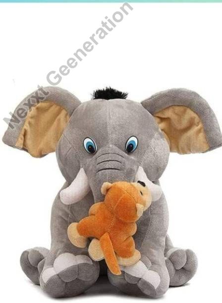 Elephant Soft Toy with Monkey