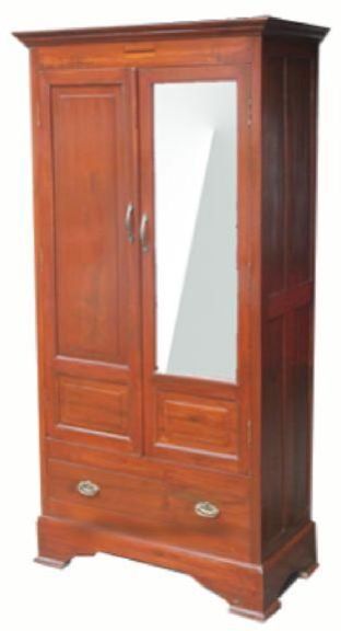 Mirror Panel Dual Door Wardrobe Unit
