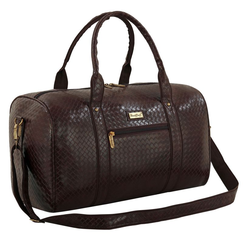 LDB02CHTYBR Hard Craft Textured PU Leather Stylish Duffle Bag