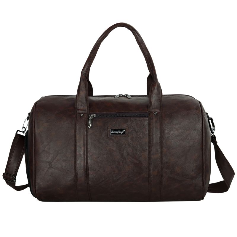 LDB03PLSPKTBR Hard Craft Textured PU Leather Stylish Duffle Bag
