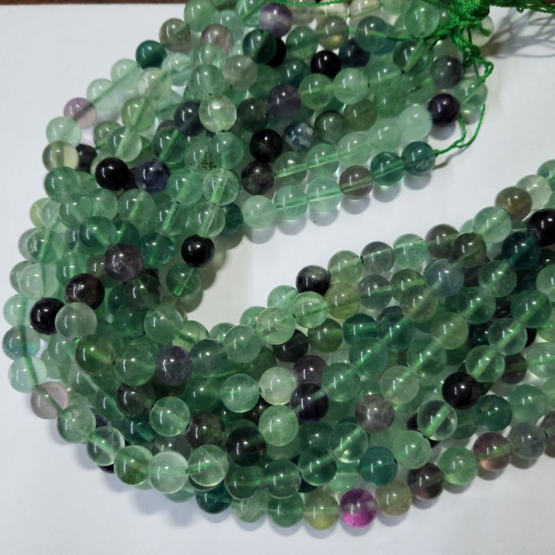 Natural 8mm fluorite round semi precious stone beads
