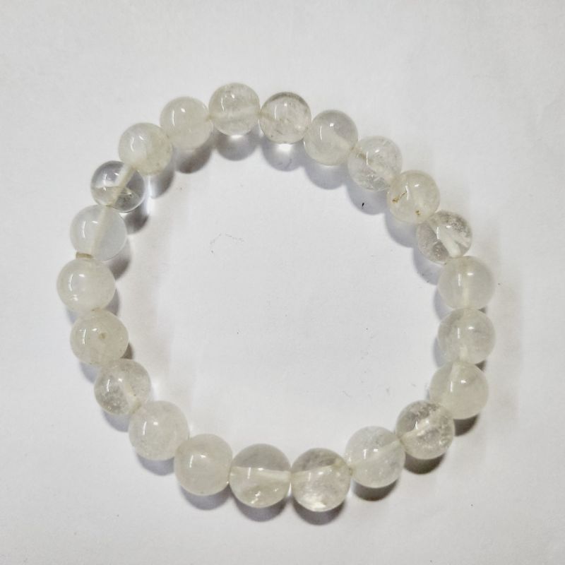 Round Crystal Quartz natural sphatik stone bead Bracelet