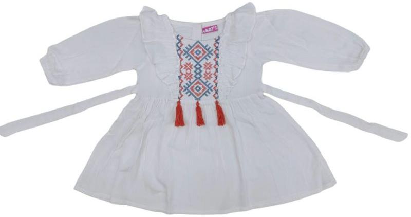 White Embroidery Kids Top