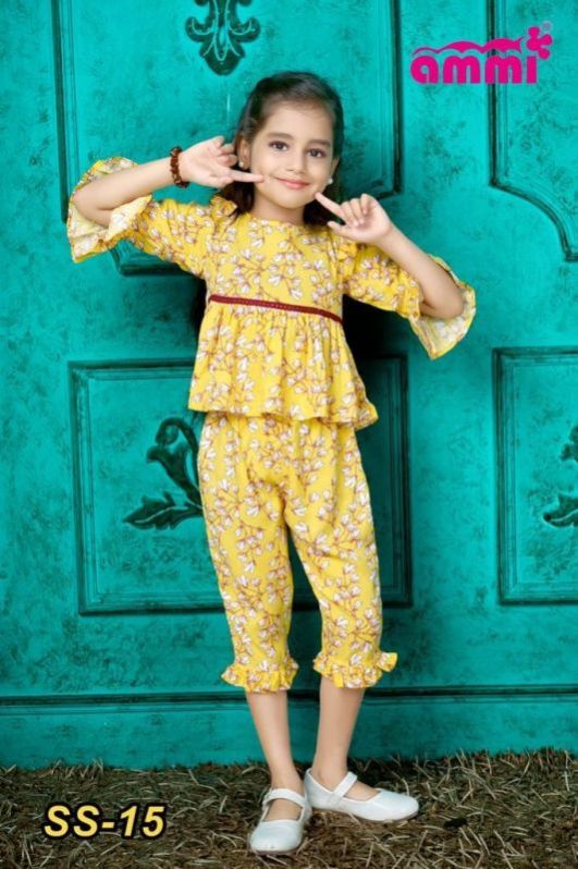 Yellow Printed kids Co Ord Set