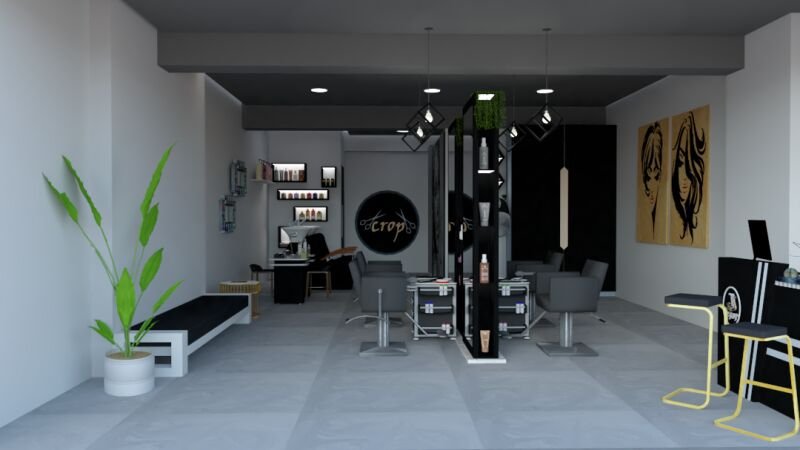 Salon Interior Designing with material