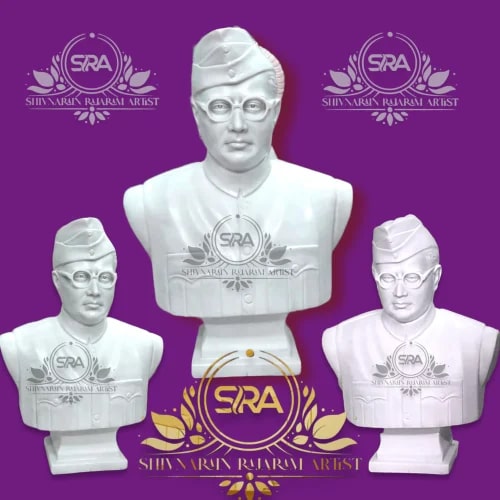 2.5 Feet Marble Subhash Chandra Bose Statue