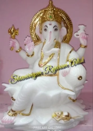 28 Inch Marble Ganesh Statue