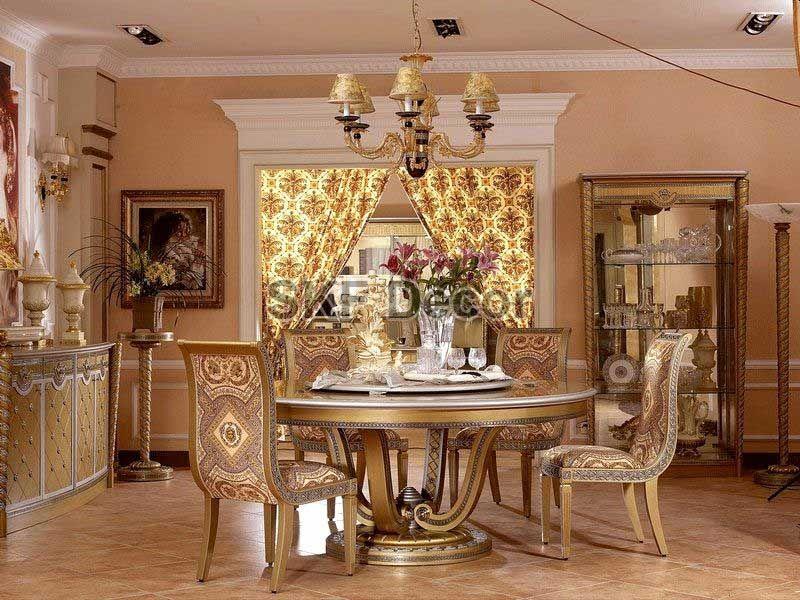 Exclusive Gold Finish Royal Dining Table Set